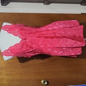Vintage Romantic Moods By Val-Mode Pink Lace Silky Intimate Nighty Size Medium